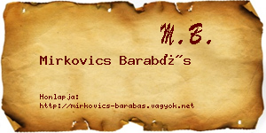 Mirkovics Barabás névjegykártya